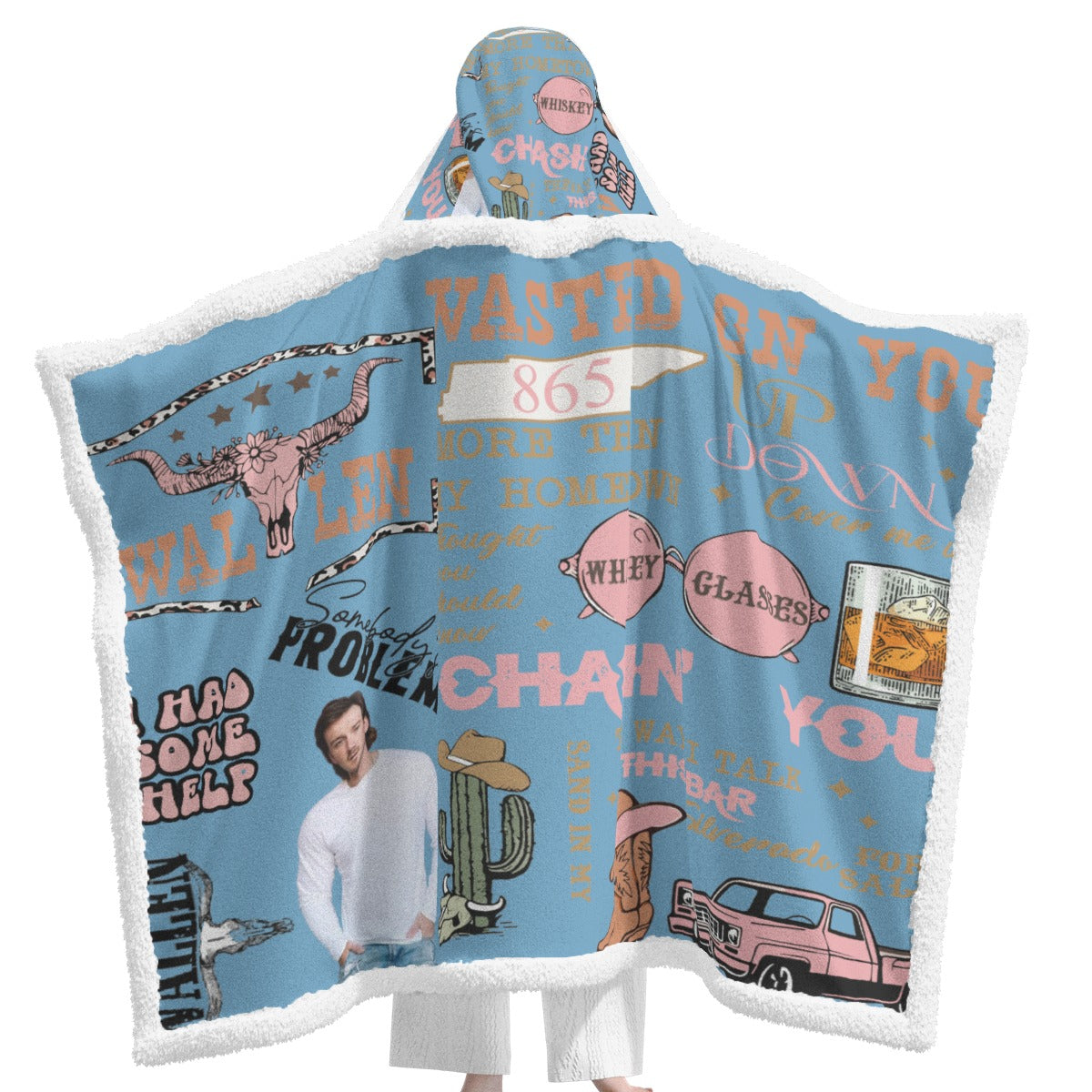 Chasing You Country Music Hooded Wearable Blanket – Cozy Sherpa Blanket with Pocket