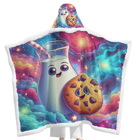 Milk and cookies Unisex Wearable Hooded Blanket