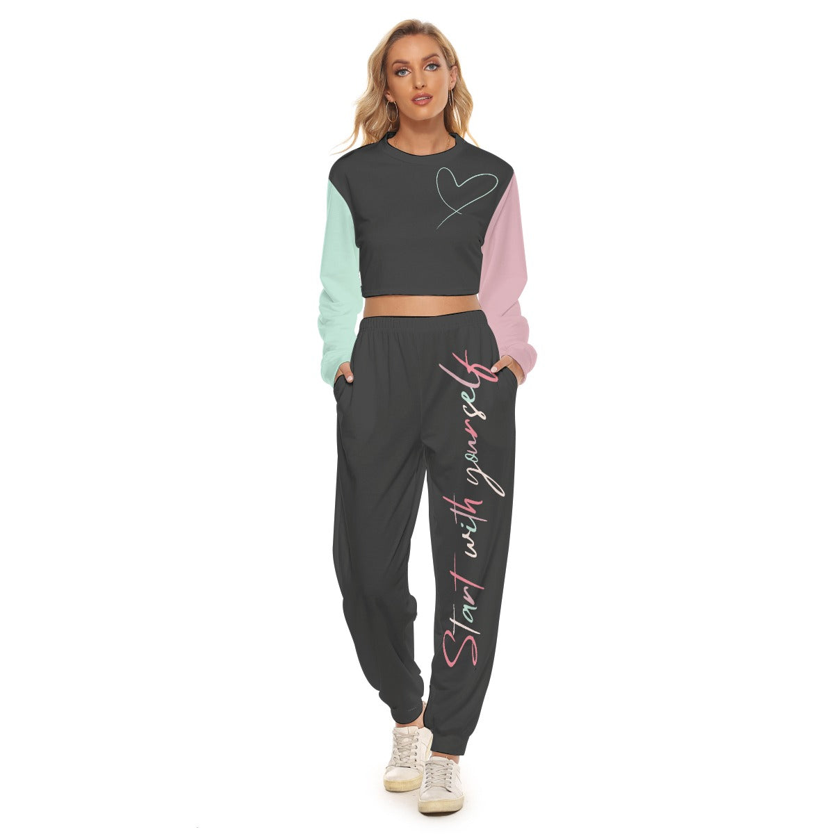 Be the Change You Want to Be – Crop Top Pullover and Loose Pants Set