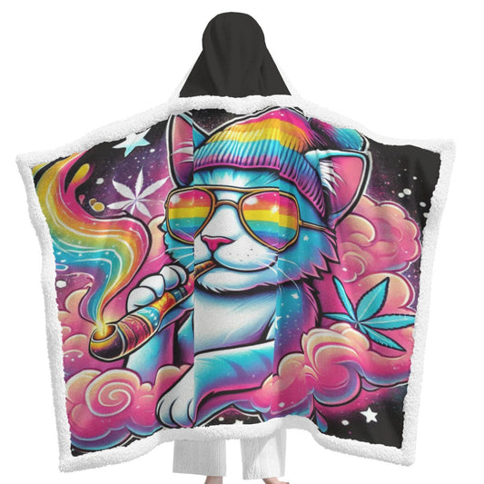 Cat Unisex Wearable Hooded Blanket