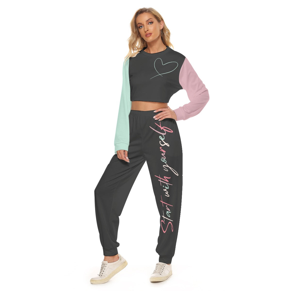 Be the Change You Want to Be – Crop Top Pullover and Loose Pants Set