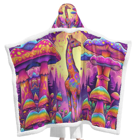 Psychedelic Giraffe Hooded Wearable Blanket