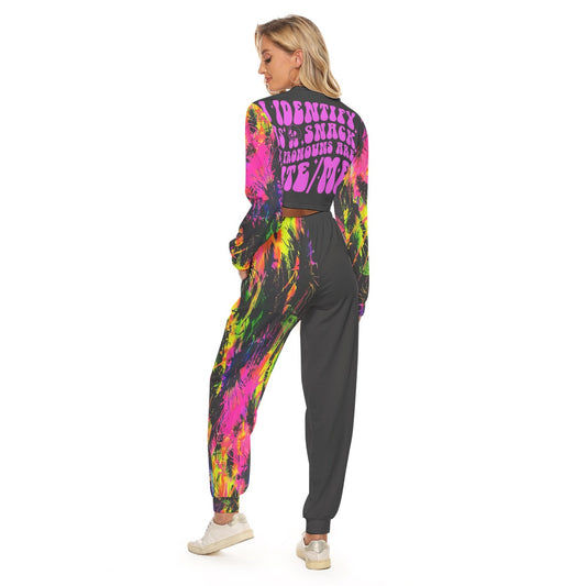 Neon Splash Crop Sweatshirt & Jogger Set